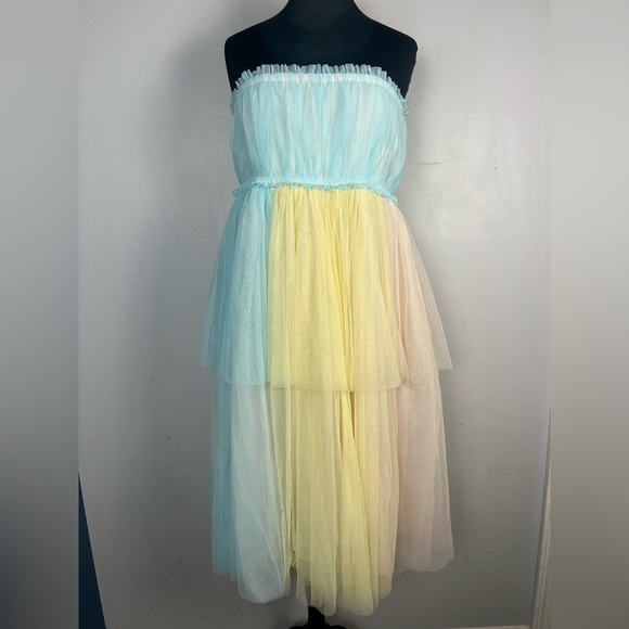 New Anthropologie Pernille Rosenkilde Strapless Tiered Tulle Dress size XL - Picture 3 of 9